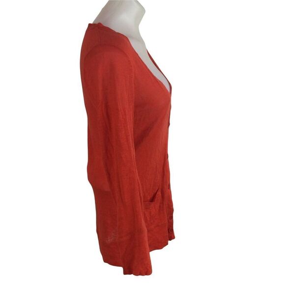 J Crew Whisper Linen Orange Button Down Cardigan Sweater Womens Size XS 81129 - Picture 4 of 9
